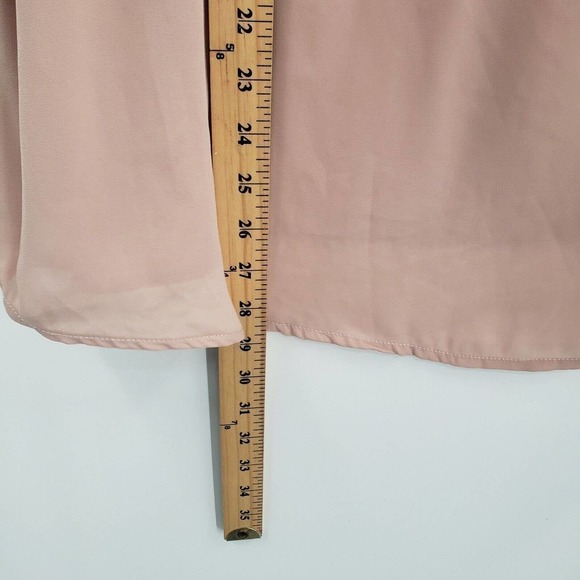 Adrienne Vittadini Pink Blush Blouse Women Size 2x Roll Tab Sleeve V Neck Pocket - Picture 8 of 11